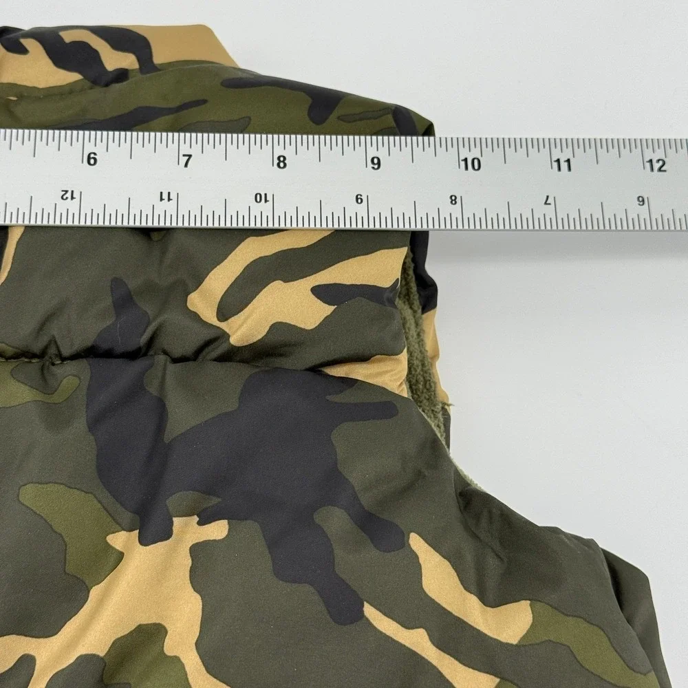 Old Navy Puffer Vest Boys Size 4T Green Camo Fleece‎ Lined Full Zip  Camouflage